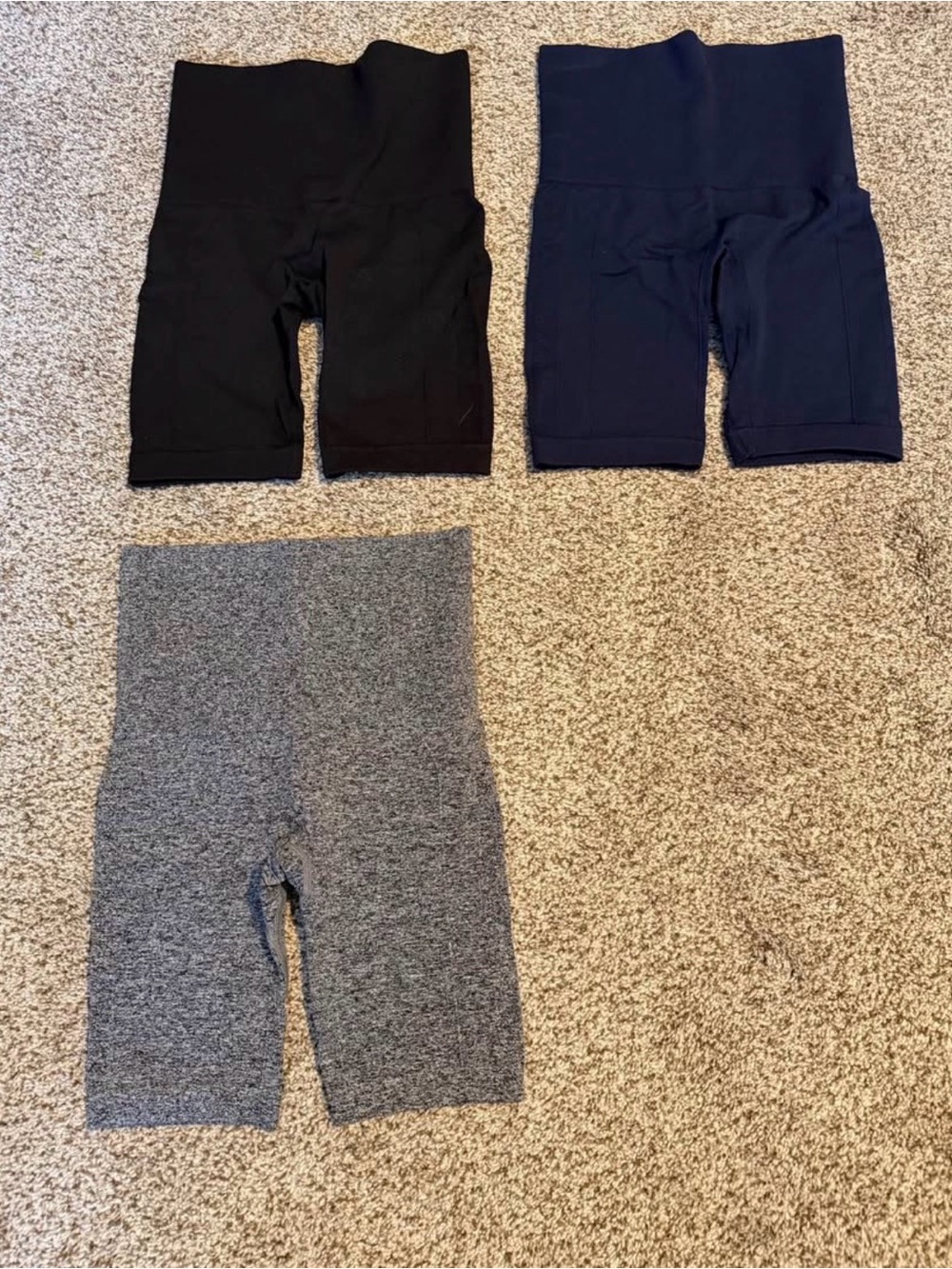 3-Pack High-Waist Bike Shorts – Black, Navy, Gray